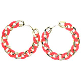 Mi Amore Chain Hoop-Earrings Pink/Gold-Tone