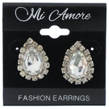Silver-Tone Metal Stud-Earrings With Crystal Accents