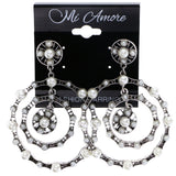 Mi Amore Drop-Dangle-Earrings Silver-Tone/White