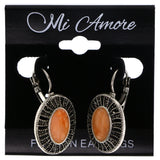 Mi Amore Antiqued Dangle-Earrings Peach/Silver-Tone