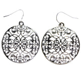 Mi Amore Filigree Heart Dangle-Earrings Silver-Tone