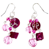 Mi Amore AB Finish Shell Stone Dangle-Earrings Pink & Silver-Tone