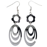 Mi Amore Flower Dangle-Earrings Dark-Silver