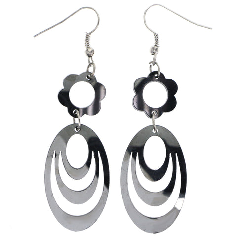 Mi Amore Flower Dangle-Earrings Dark-Silver