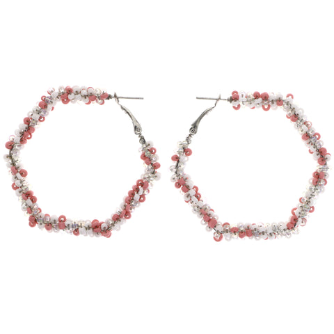 Mi Amore Hexagon Hoop-Earrings Pink/White