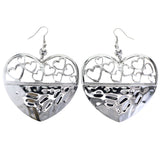Mi Amore Heart Dangle-Earrings Silver-Tone