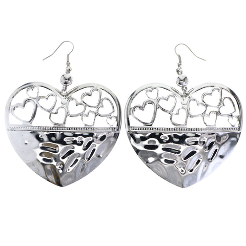 Mi Amore Heart Dangle-Earrings Silver-Tone