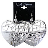 Mi Amore Heart Dangle-Earrings Silver-Tone