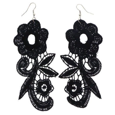 Mi Amore Flower Dangle-Earrings Black