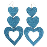 Mi Amore Heart Dangle-Earrings Blue