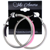 Mi Amore Hoop-Earrings Pink/Silver-Tone