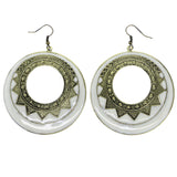 Mi Amore Antiqued Dangle-Earrings White/Gold-Tone