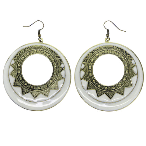Mi Amore Antiqued Dangle-Earrings White/Gold-Tone