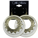 Mi Amore Antiqued Dangle-Earrings White/Gold-Tone