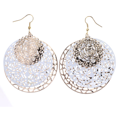 Mi Amore Flower Dangle-Earrings Gold-Tone/White