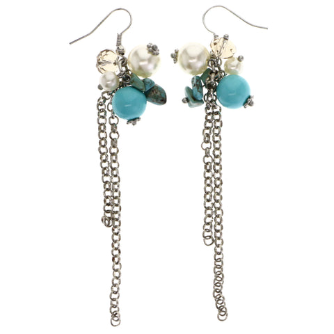 Mi Amore Dangle-Earrings Silver-Tone/Blue