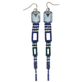 Blue & Silver-Tone Metal Dangle-Earrings Crystal Accents
