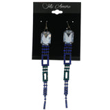 Blue & Silver-Tone Metal Dangle-Earrings Crystal Accents