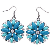Mi Amore Flower Dangle-Earrings Blue/Silver-Tone