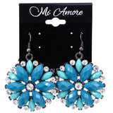 Mi Amore Flower Dangle-Earrings Blue/Silver-Tone