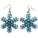 Mi Amore AB Finish Flower Dangle-Earrings Blue & Dark-Silver