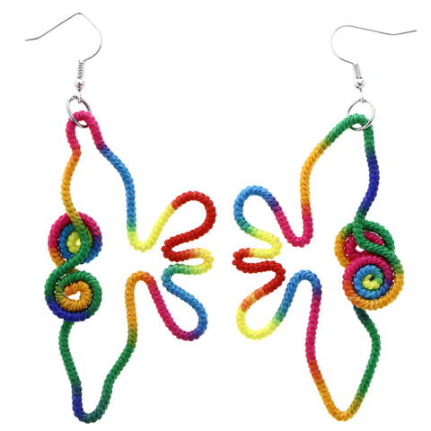 Mi Amore Abstract Rainbow Bird Dangle-Earrings Multicolor