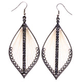 Mi Amore String Art Dangle-Earrings White/Silver-Tone