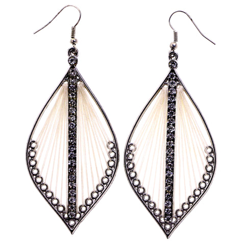 Mi Amore String Art Dangle-Earrings White/Silver-Tone