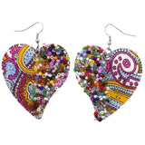 Mi Amore Paisley Heart Dangle-Earrings Multicolor