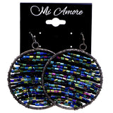 Mi Amore AB Finish Dangle-Earrings Blue/Silver-Tone