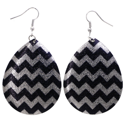 Mi Amore Chevron Dangle-Earrings Black/Silver-Tone