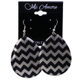 Mi Amore Chevron Dangle-Earrings Black/Silver-Tone