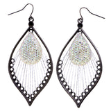 Mi Amore AB Finish Antiqued Dangle-Earrings Silver-Tone & Yellow
