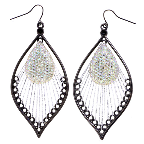 Mi Amore AB Finish Antiqued Dangle-Earrings Silver-Tone & Yellow