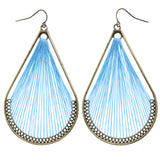 Mi Amore String Art Dangle-Earrings Blue/Gold-Tone