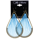 Mi Amore String Art Dangle-Earrings Blue/Gold-Tone