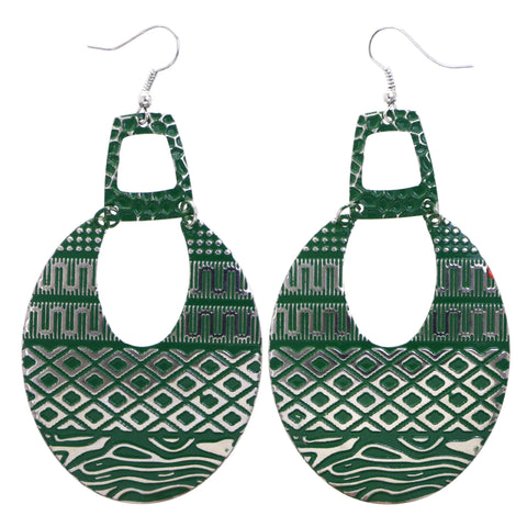 Mi Amore Tribal Dangle-Earrings Green/Silver-Tone
