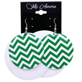 Mi Amore Chevron Dangle-Earrings Green/White