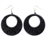Mi Amore Antiqued Filigree Dangle-Earrings Black & Dark-Silver