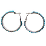 Mi Amore AB Finish Hoop-Earrings Blue/Silver-Tone
