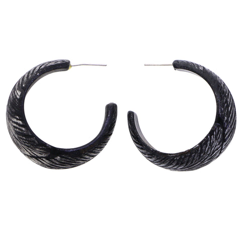 Mi Amore Feather Dangle-Earrings Black/Silver-Tone