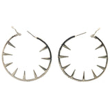 Silver-Tone Metal Hoop-Earrings With Crystal Accents