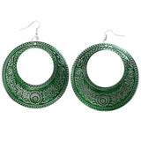 Mi Amore Filigree Dangle-Earrings Green/Silver-Tone