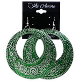 Mi Amore Filigree Dangle-Earrings Green/Silver-Tone