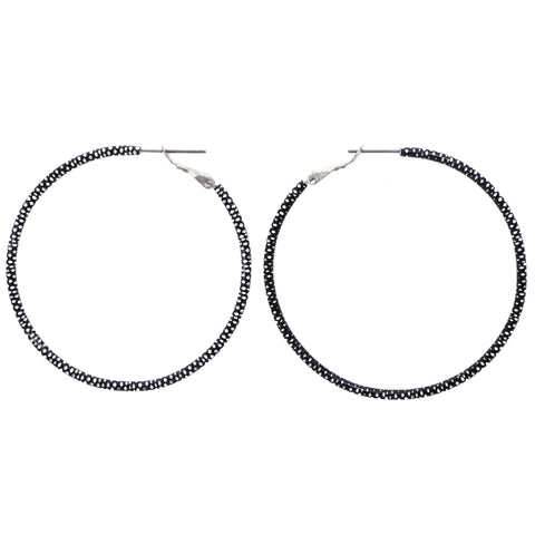 Mi Amore Hoop-Earrings Silver-Tone/Black