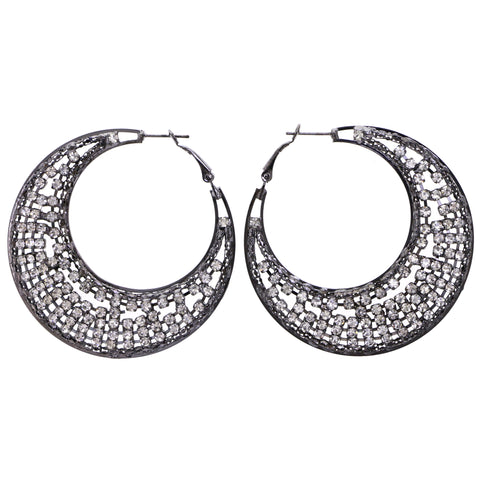 Mi Amore Hoop-Earrings Dark-Silver/White