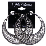Mi Amore Hoop-Earrings Dark-Silver/White