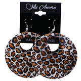 Mi Amore Cheetah Print Dangle-Earrings Silver-Tone/Orange