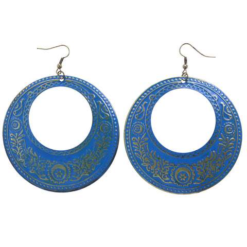 Mi Amore Filigree Dangle-Earrings Blue/Gold-Tone