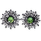 Mi Amore Flower Post-Earrings Silver-Tone/Green